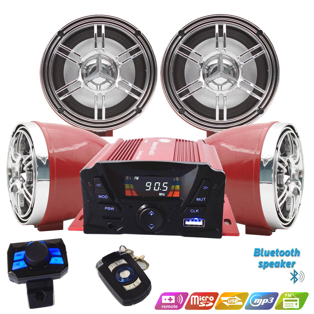 Audio Music Free Mp3 - 12V 4 ช่อง UTV ATV รถกอล์ฟรถจักรยานยนต์ลำโพงบลูทูธกันน้ำ