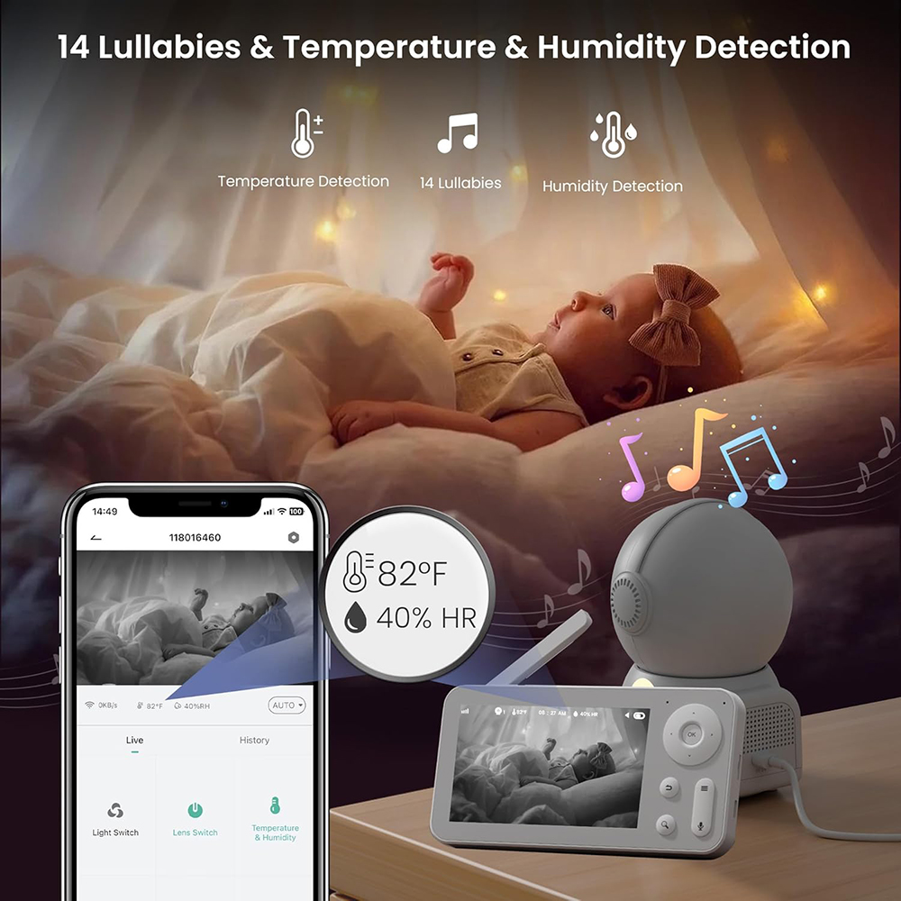 2K เครื่องเฝ้าดูเด็กพร้อมกล้อง - Audio Music Google บทวิจารณ์และราคา