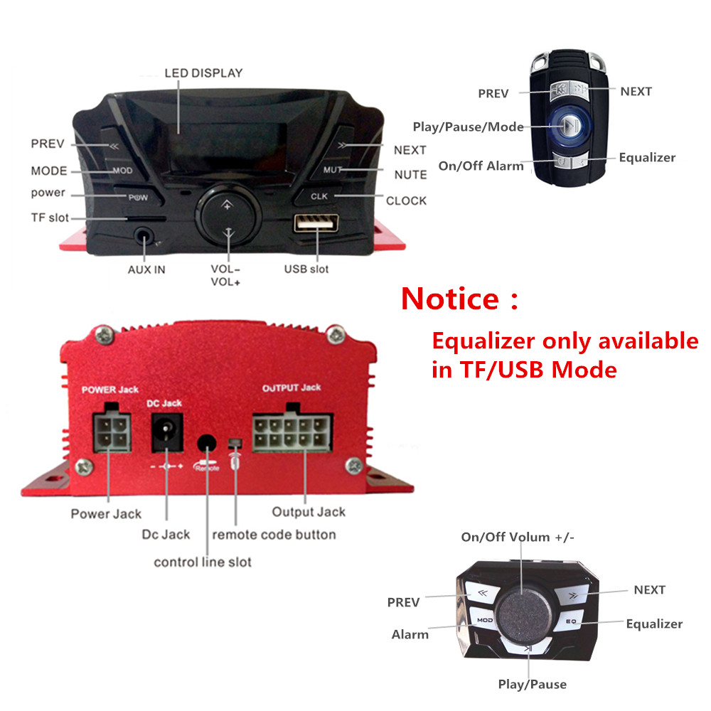 12V 4 ช่อง UTV ATV รถกอล์ฟรถจั - Audio Music Free Mp3 บทวิจารณ์และราคา